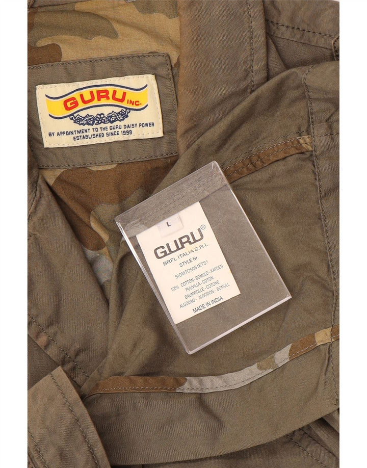 Guru Herren-Militärjacke mit Grafik, UK 40, Größe L, Braun, Baumwolle