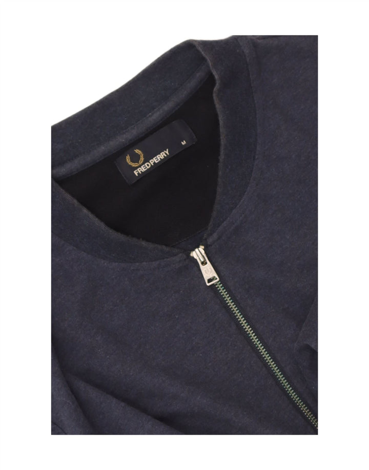 Fred Perry Herren-T-Shirt-Oberteil mit Reißverschluss am Hals, mittleres Marineblau gestreift