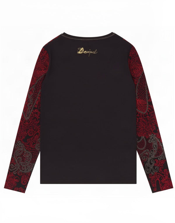 Desigual Womens Graphic Top Langarm UK 12 Mittelschwarze Paisley-Viskose