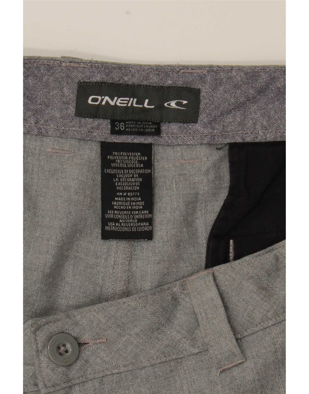 O'Neill Herren-Chinoshorts W36, großes grau kariertes Polyester