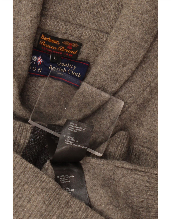 BARBOUR Jungen-Cardigan-Pullover, 11–12 Jahre, große graue Colourblock-Wolle