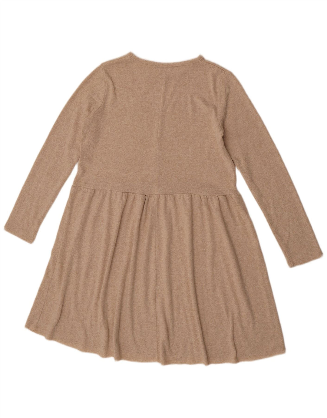 Langärmliges A-Linien-Kleid von Zara für Damen, UK 12, mittelbeigefarbenes geflecktes Polyester
