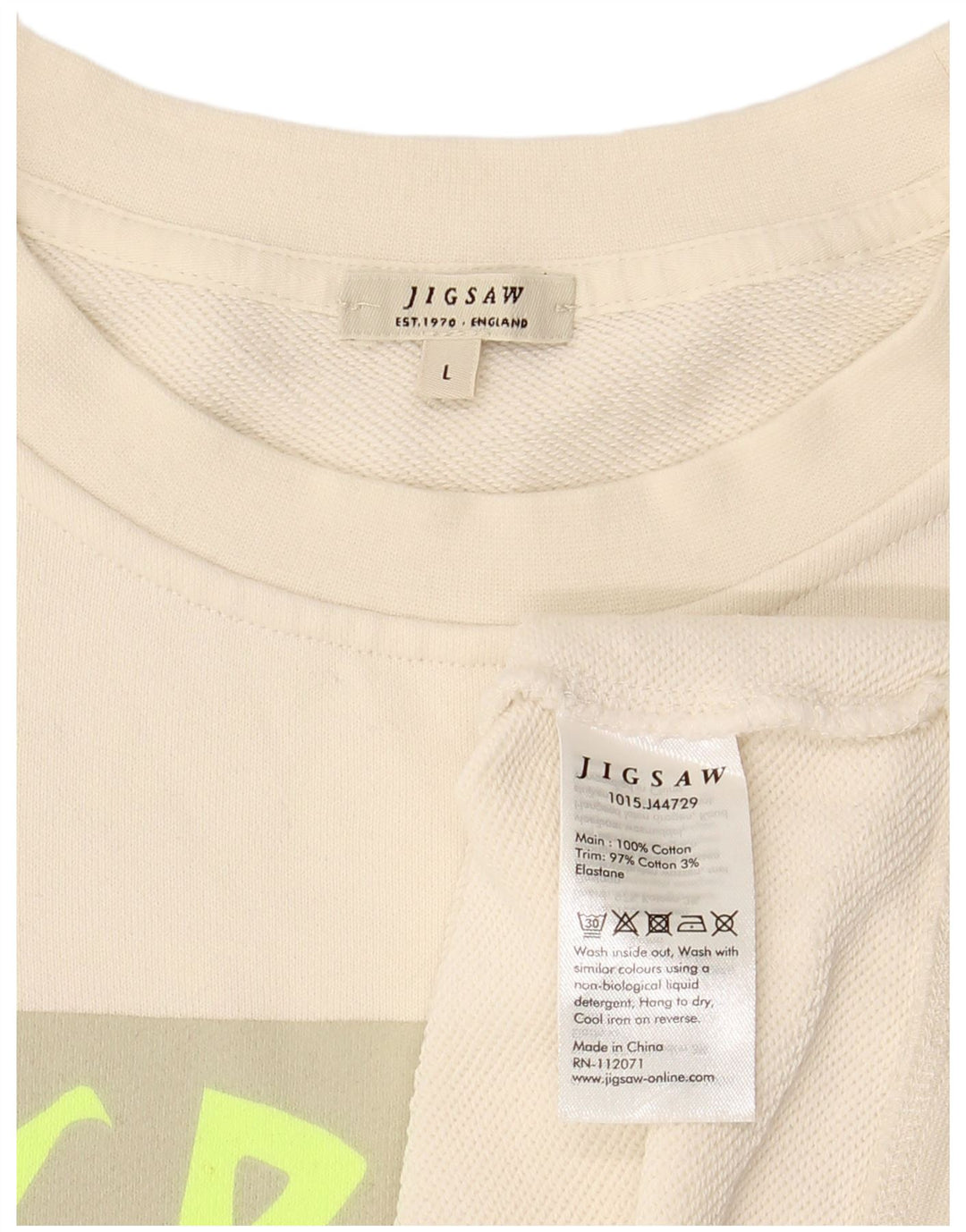 JIGSAW Übergroßer Grafik-Sweatshirtpullover für Damen UK 16 Large Off White