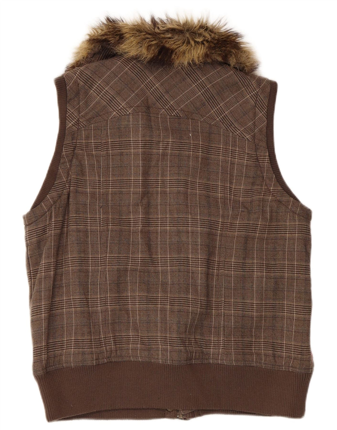 Fat Face Damen Weste UK 12 Mittelbraunes Hahnentritt-Polyester