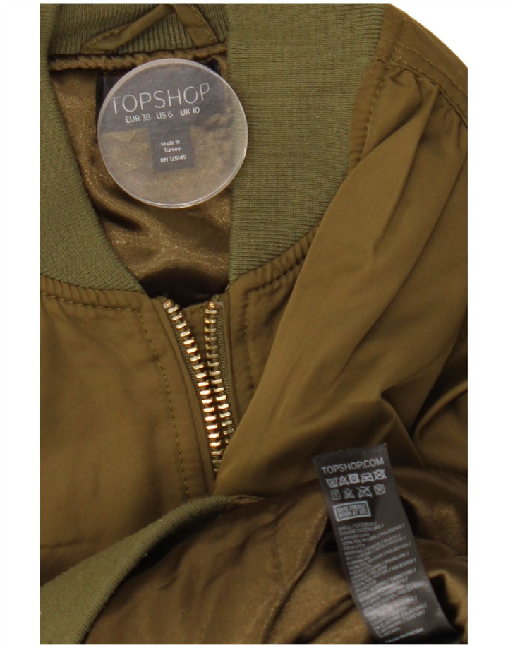 TOPSHOP Damen Übergroße Bomberjacke UK 10 Small Khaki Polyester