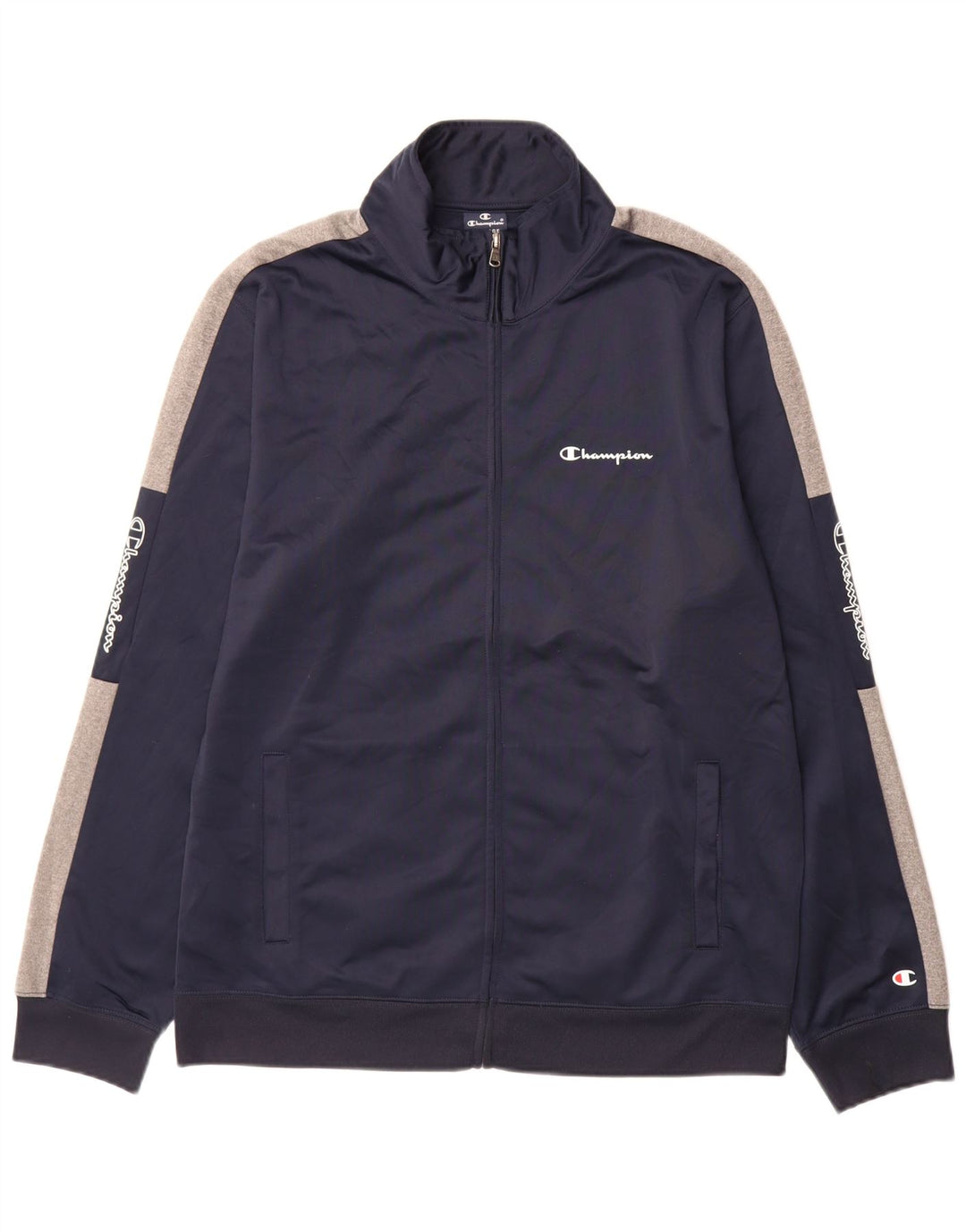 Champion Herren-Trainingsanzugoberteil mit Grafik, XL, Marineblau, Farbblock