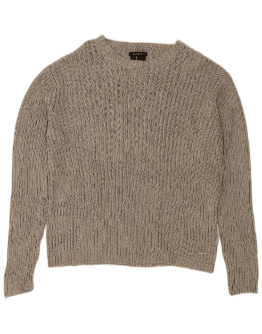 DKNY Damen-Pullover mit U-Boot-Ausschnitt, UK-Gr. 16, Größe L, Grau, Baumwolle