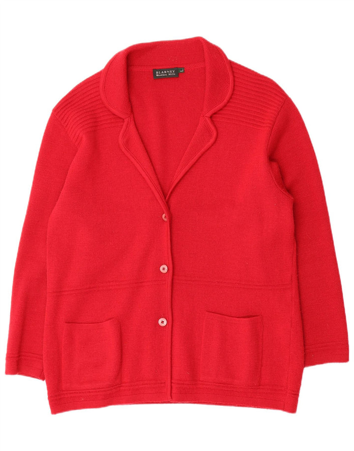 Blarney Woollen Mills Damen Strickjacke Pullover UK 16 Große rote Wolle