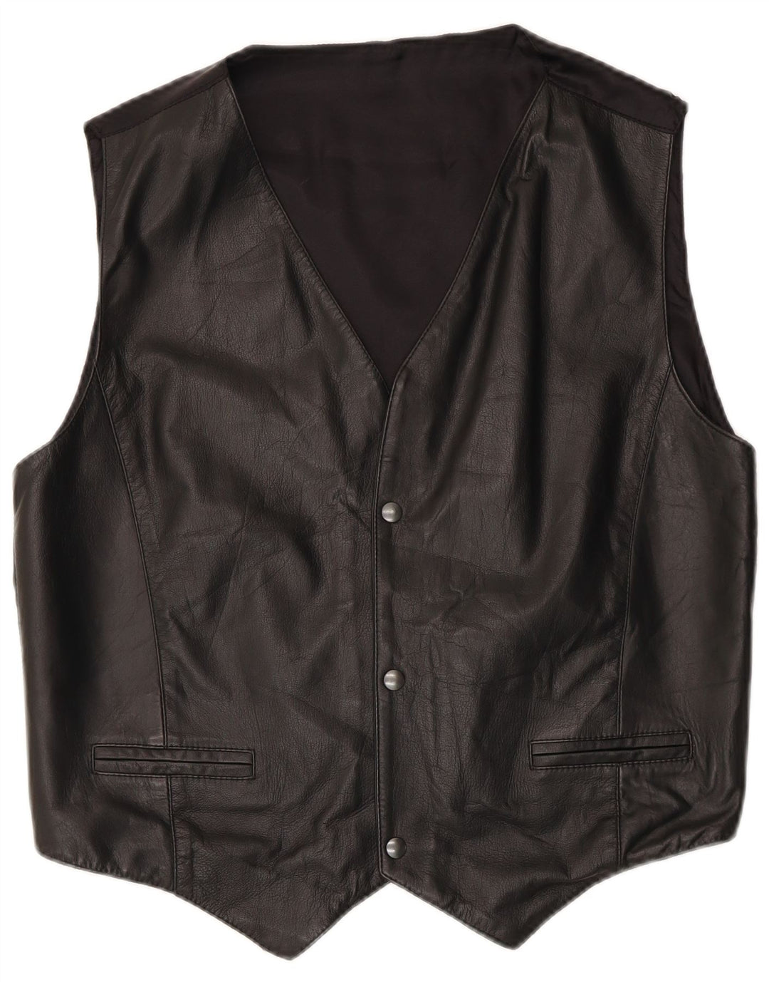 Vintage Herren Lederweste IT 50 Großes schwarzes Leder