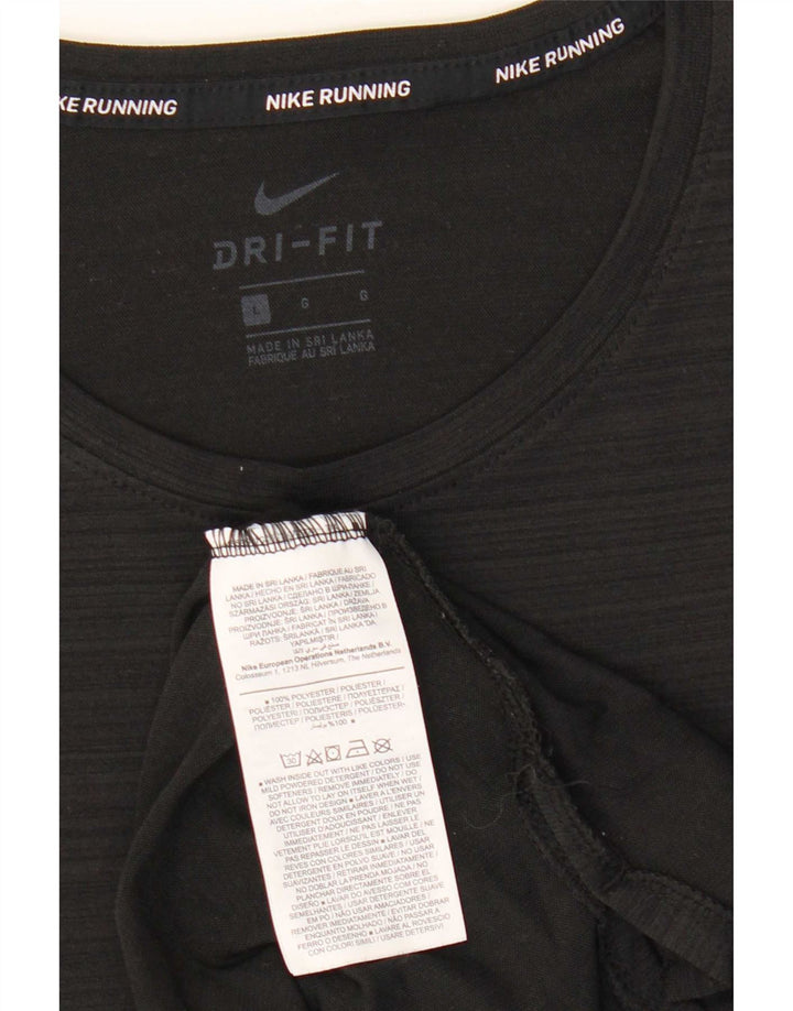 Nike Herren Dri Fit T-Shirt-Oberteil, großes schwarzes Nadelstreifen-Polyester