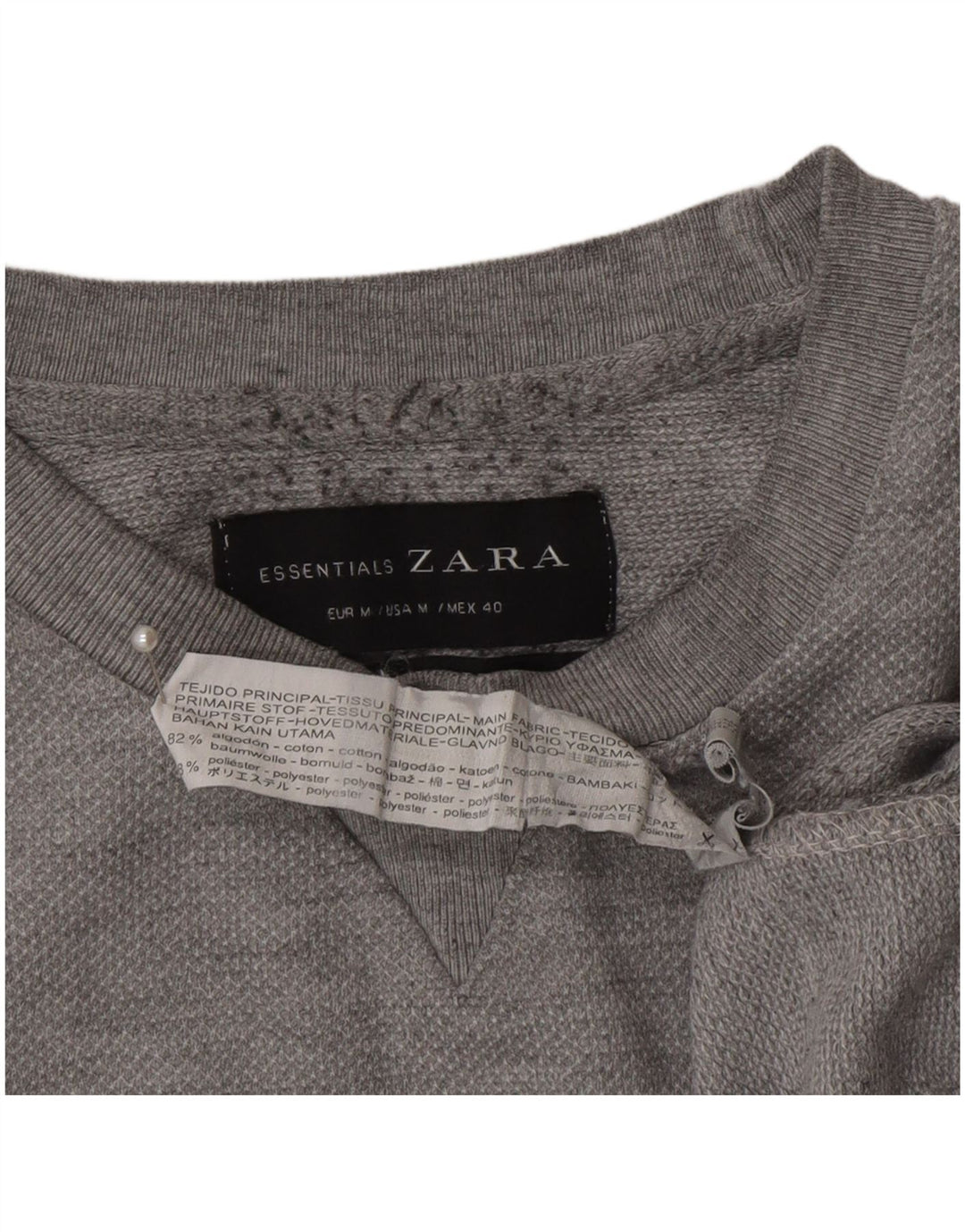 Zara Herren-Sweatshirt-Pullover aus mittelgrauer Baumwolle