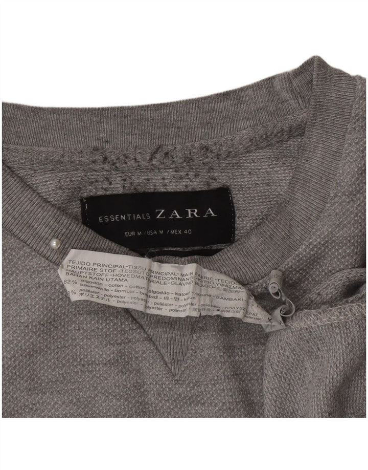 Zara Herren-Sweatshirt-Pullover aus mittelgrauer Baumwolle