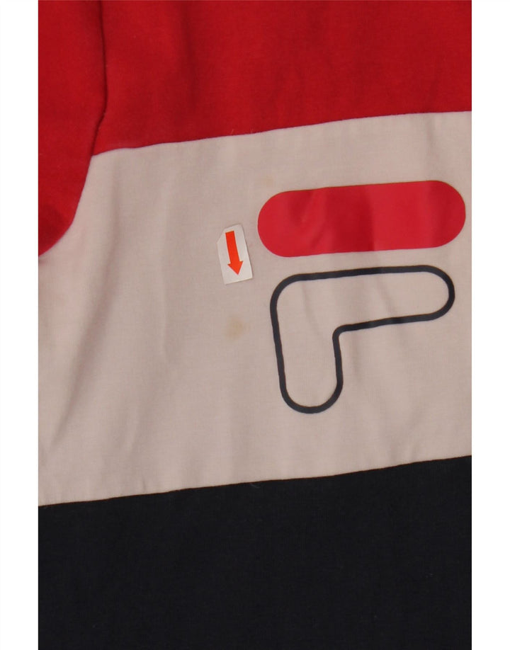 FILA Damen Grafik-Sweatshirt-Pullover UK 10 Small Marineblau Farbblock