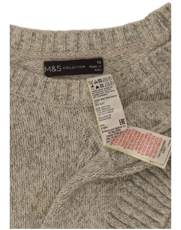 Marks & Spencer Damen-Pullover mit Rundhalsausschnitt, Gr. 40, Größe L, Grau meliert