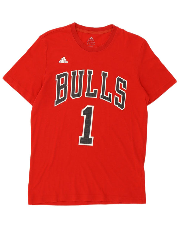 Adidas Herren Bulls Graphic T-Shirt Top Mittelrotes Polyester