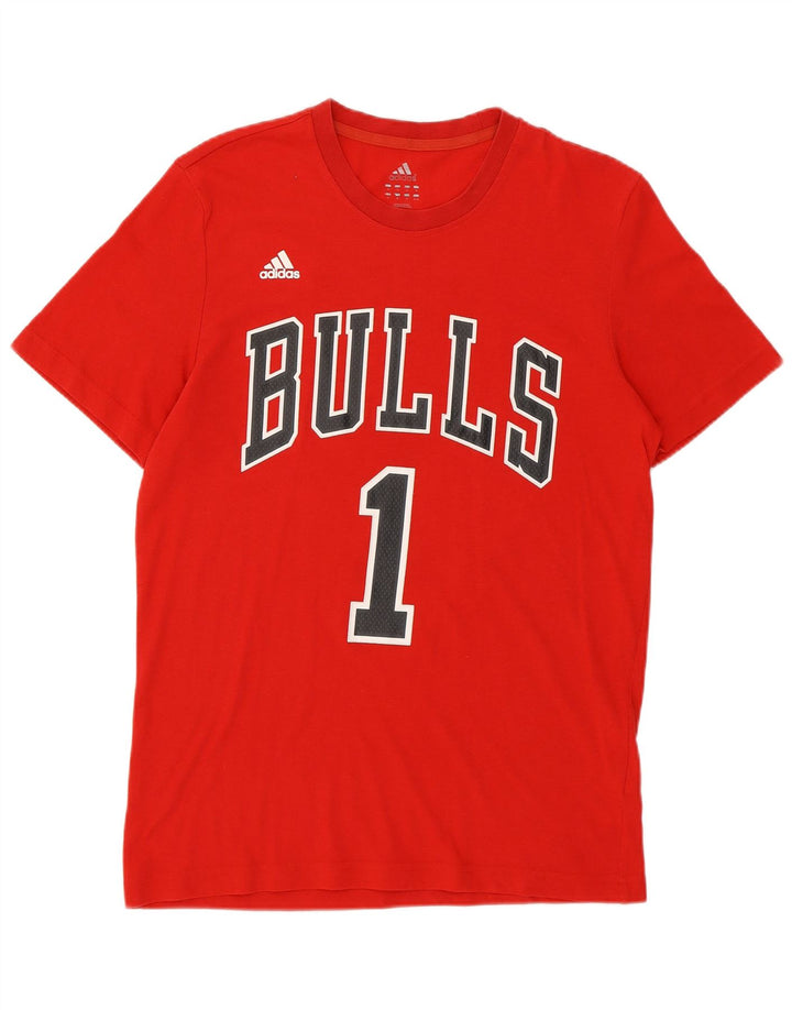 Adidas Herren Bulls Graphic T-Shirt Top Mittelrotes Polyester