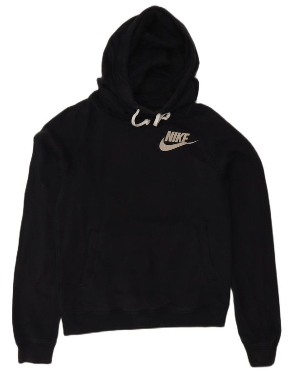 Nike Womens Graphic Oversized Hoodie Pullover UK 6 XS Schwarz Baumwolle
