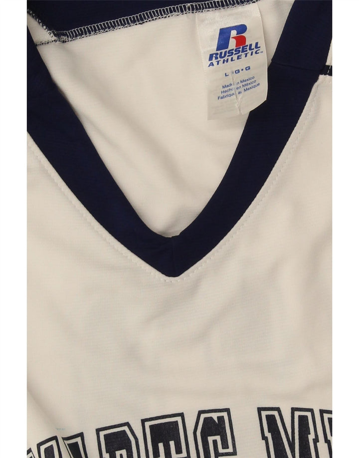 Russell Athletic Herren-Top mit Grafik, groß, weißes Farbblock-Polyester