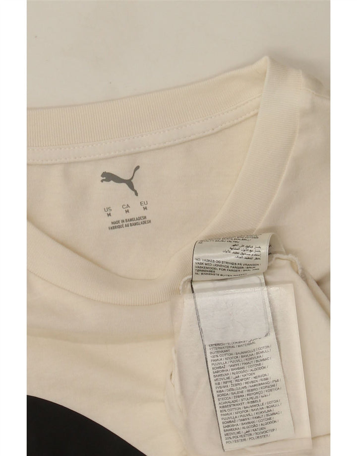 Puma Herren Grafik-T-Shirt-Oberteil aus mittelweißer Baumwolle