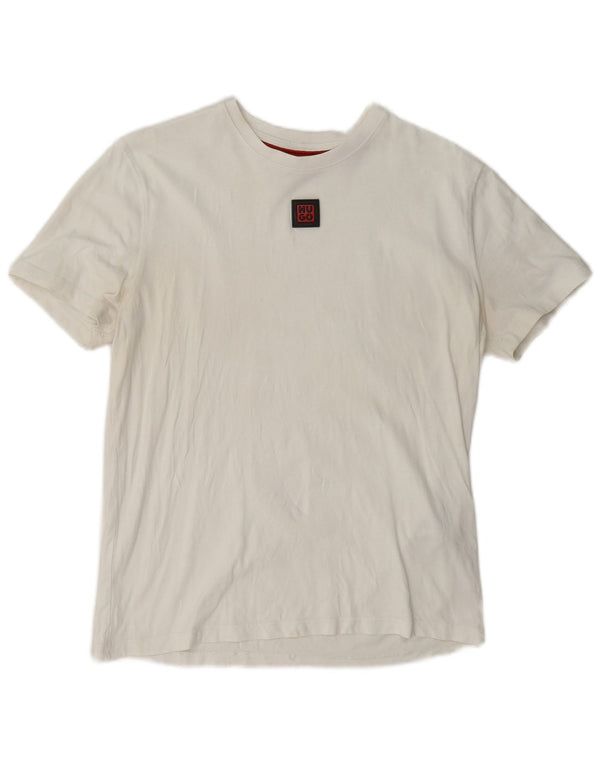 Hugo Boss Herren T-Shirt Top aus mittelweißer Baumwolle