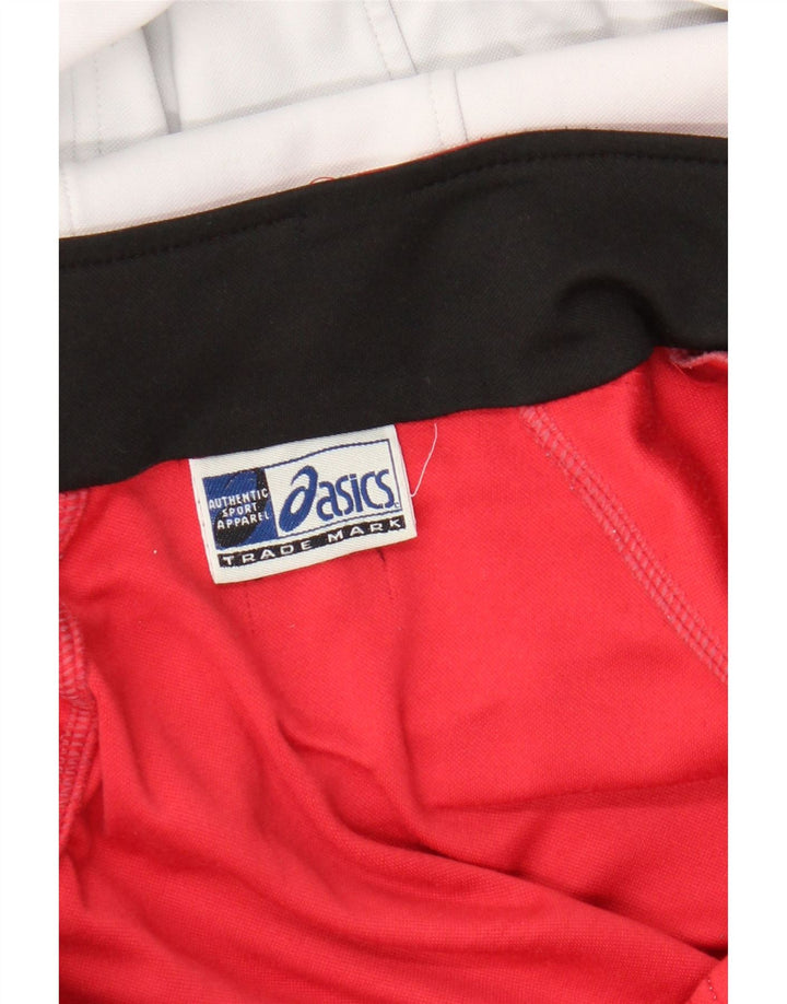Asics Herren-Kapuzenpullover mit Reißverschluss, mittelrot, gestreift, Sport