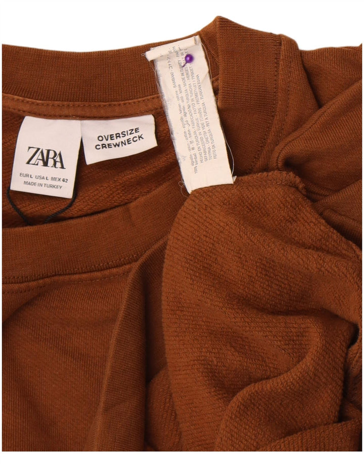 Zara Herren-Sweatshirt in Übergröße, groß, braune Baumwolle
