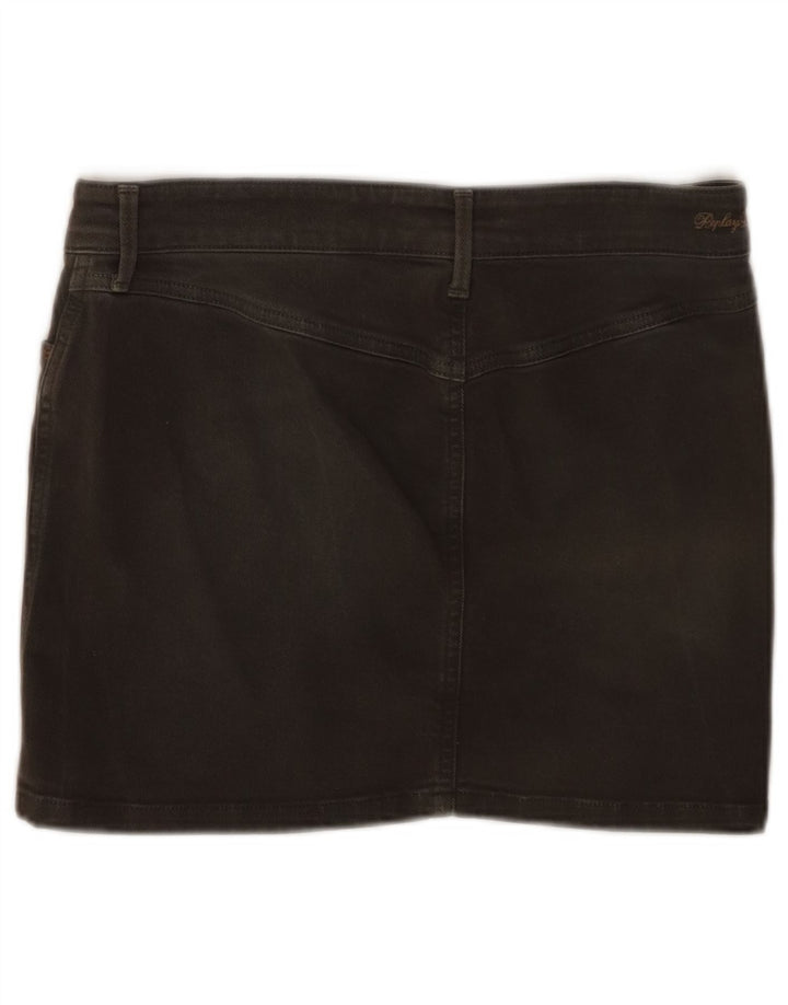 Replay Damen Mini-Jeansrock W27 Small Khaki Baumwolle