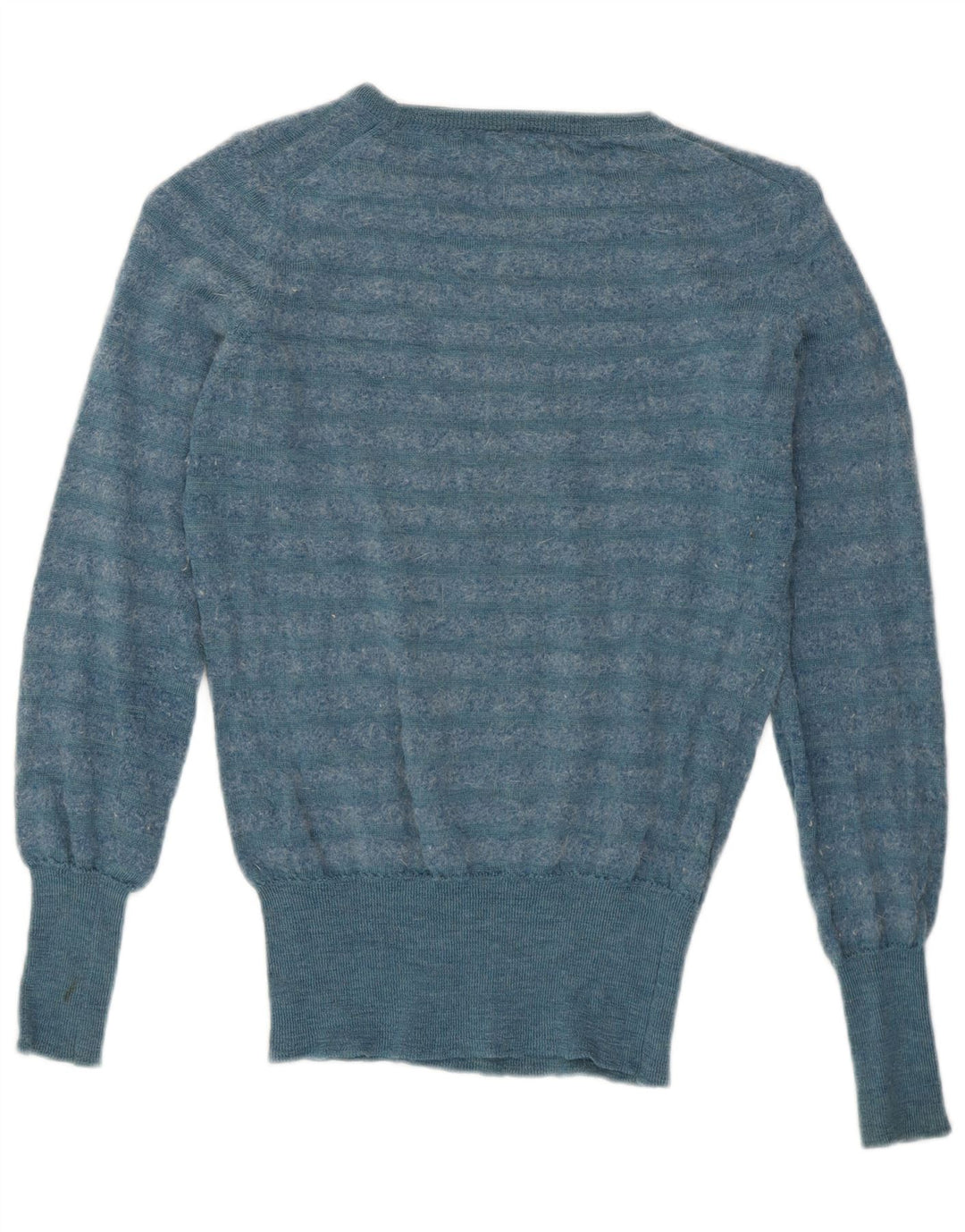 Jaeger Damen-Pullover mit U-Boot-Ausschnitt, Gr. 10, klein, blau gestreift, Wolle