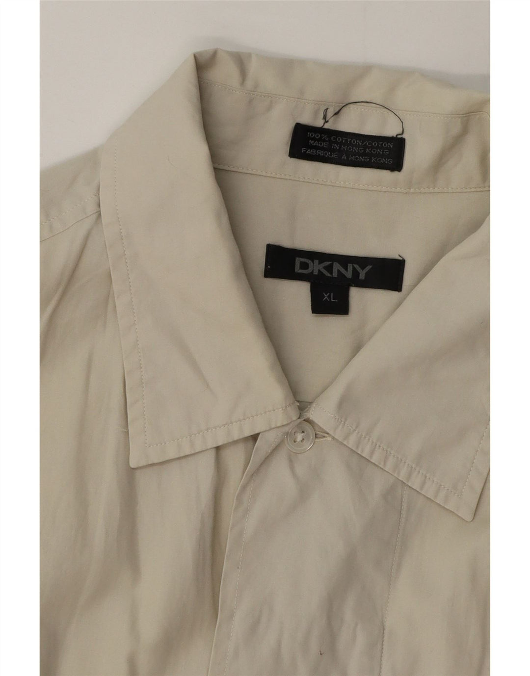 Dkny Herren Kurzarmhemd XL Beige Baumwolle