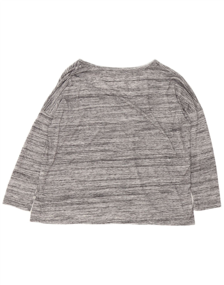 Zara Damen Übergroßes Top Langarm UK 14 Mittelgrau geflecktes Polyester