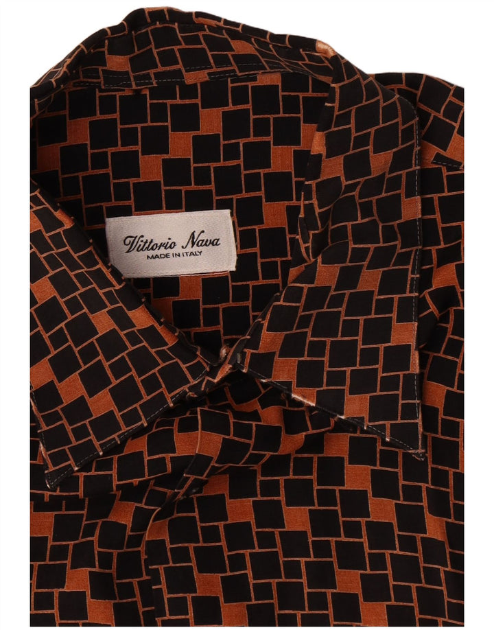 Vintage Herren Kurzarmhemd groß braun geometrisch