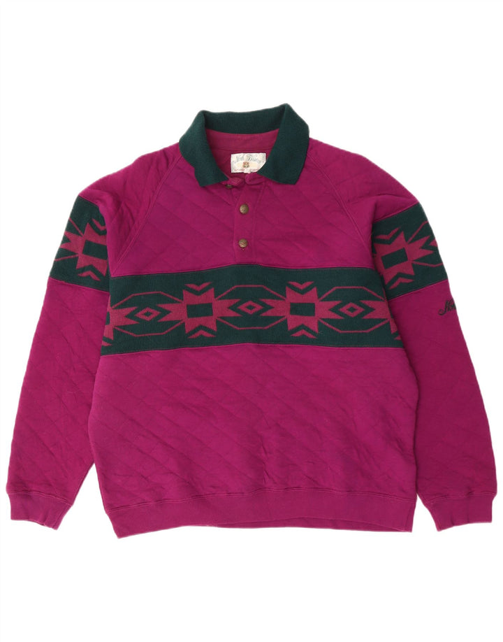 NORTH WESTERN Herren-Sweatshirt mit Polokragen, mittelviolett, Fair Isle-Muster