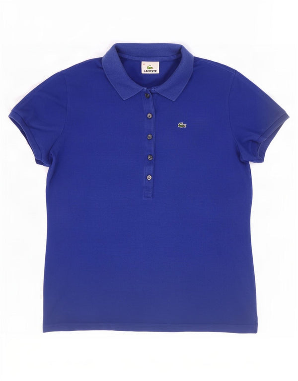 Lacoste Damen-Poloshirt, Größe 40, mittelblaue Baumwolle