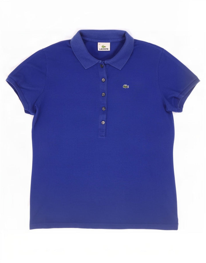 Lacoste Damen-Poloshirt, Größe 40, mittelblaue Baumwolle