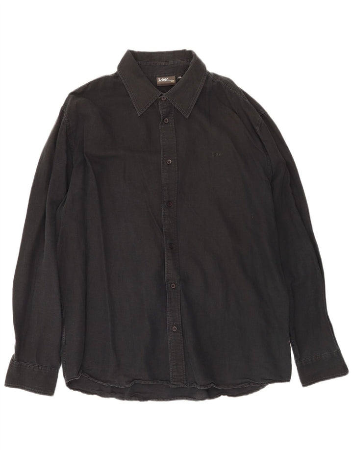 Lee Herrenhemd 2XL Schwarz Baumwolle