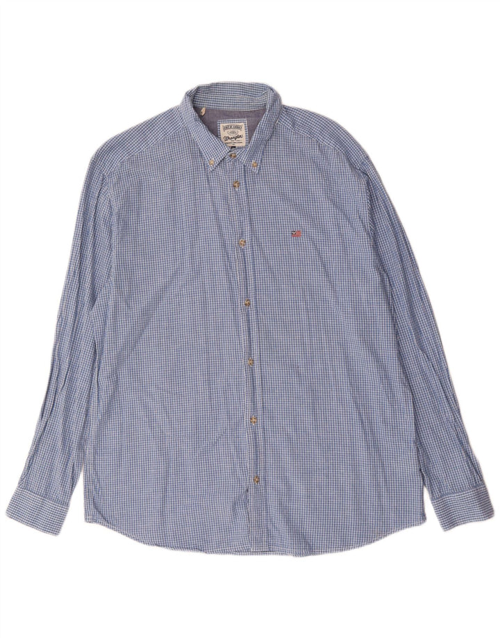 Wrangler Herrenhemd 2XL, blau kariert, Baumwolle