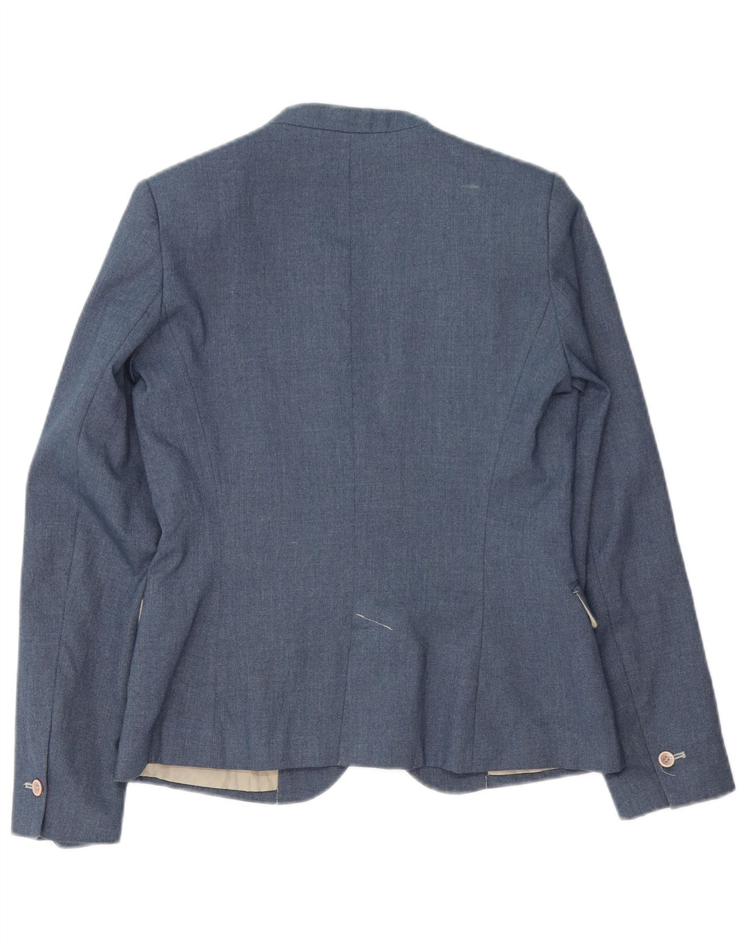 Zara Damen 1-Knopf-Blazerjacke EU 38 Mittelblaues Polyester