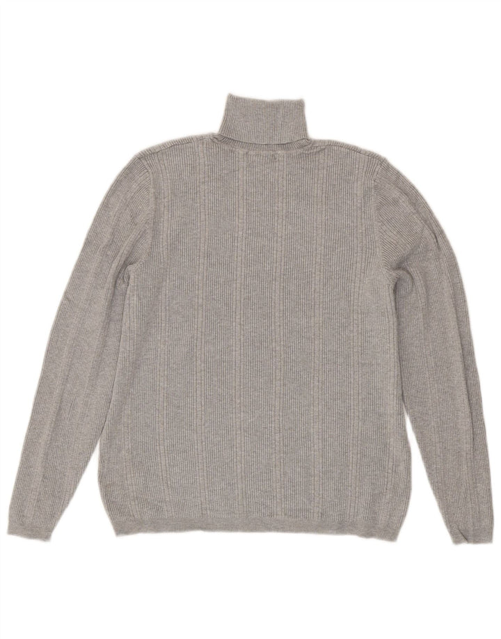 Marks & Spencer Damen-Pullover mit Rollkragen, Gr. 18, XL, graue Viskose
