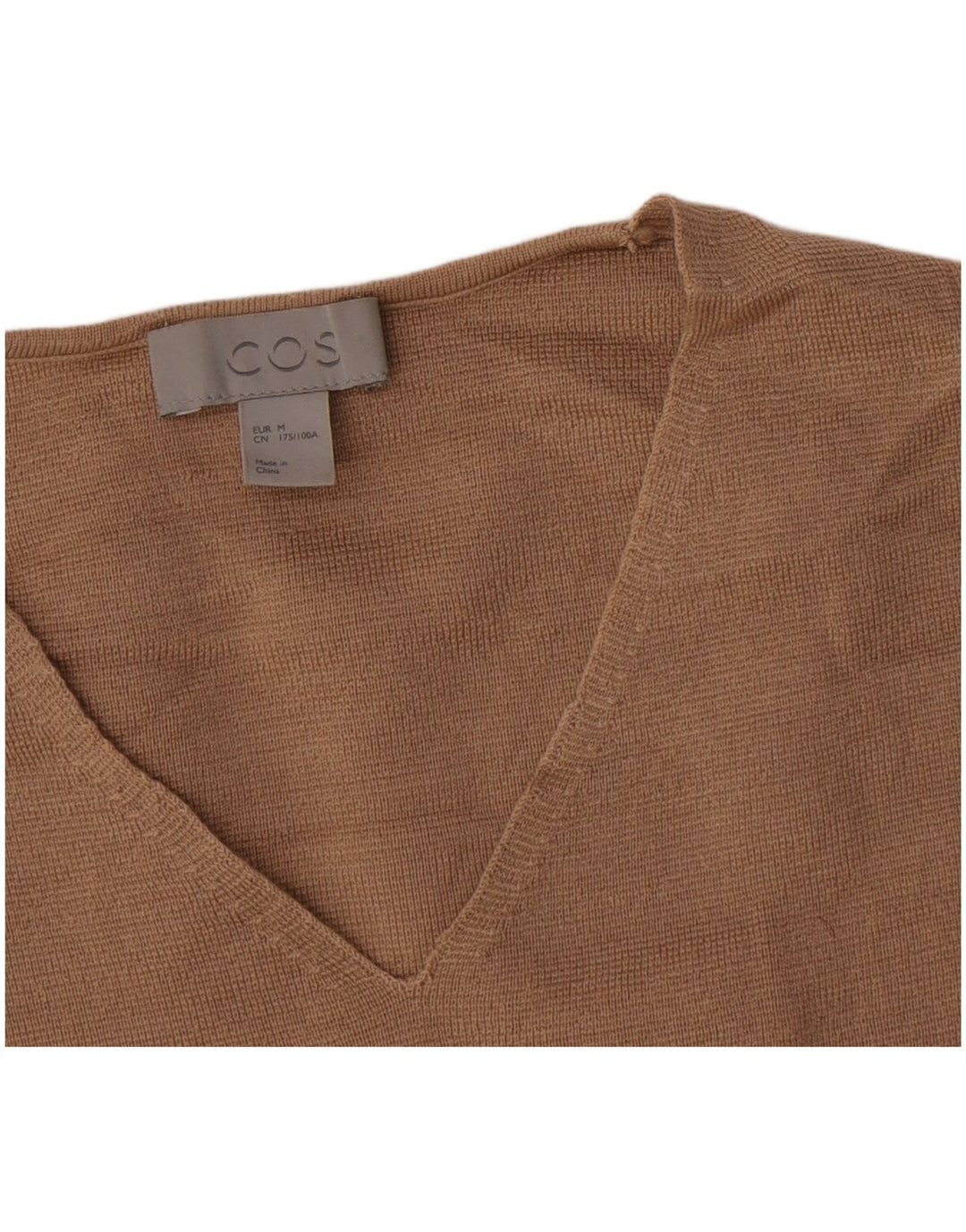 Cos Damen-Pullover mit V-Ausschnitt, UK 14, mittelbeige Wolle