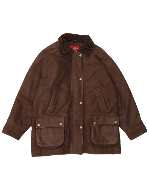 Olly & Co Damen Übergroße Lederjacke UK 12 Mittelbraun