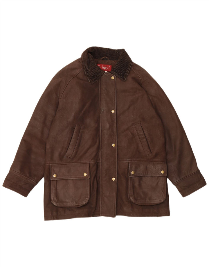 Olly & Co Damen Übergroße Lederjacke UK 12 Mittelbraun