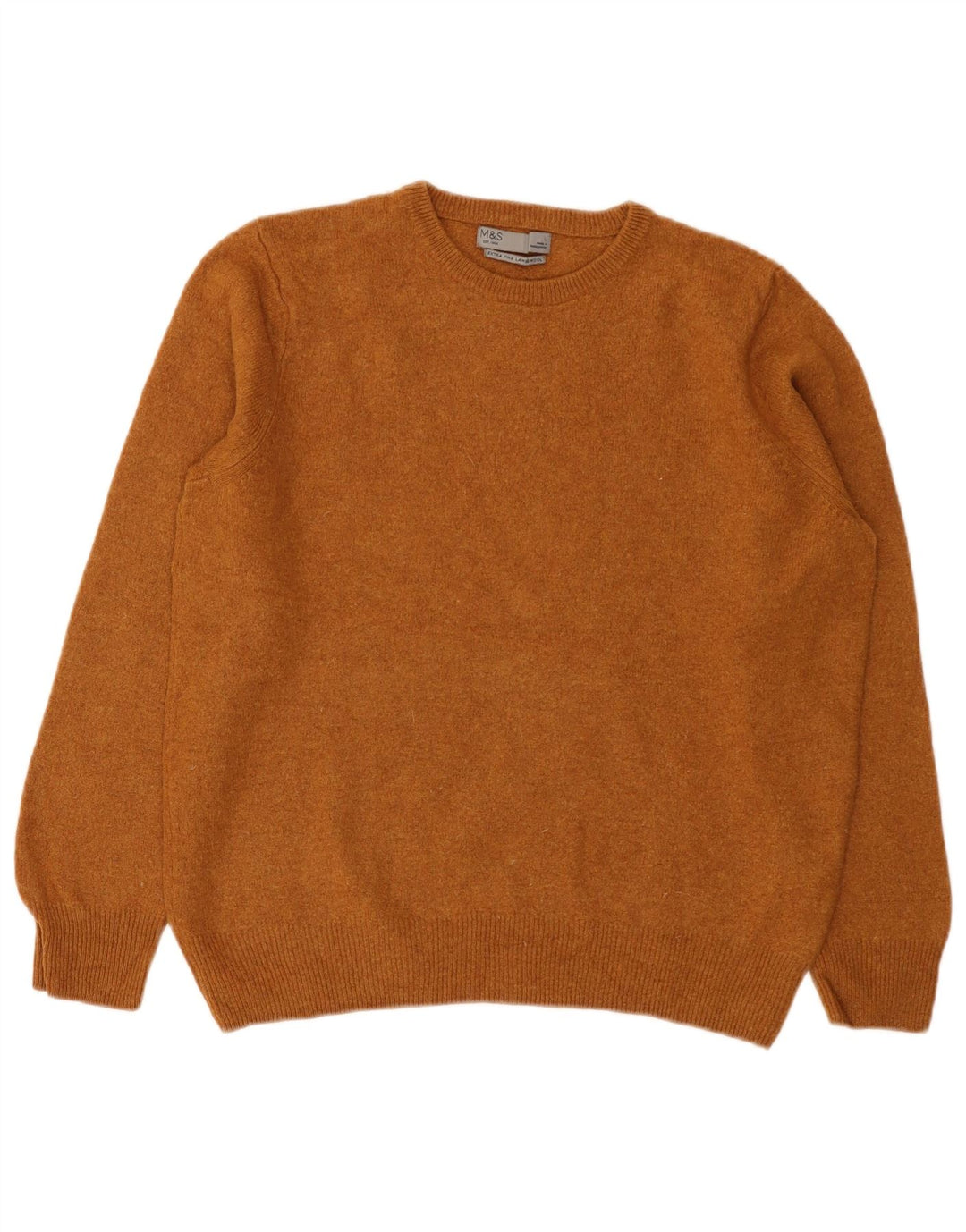 Marks & Spencer Damen-Pullover mit Rundhalsausschnitt, Gr. 14, Braun, Lammwolle