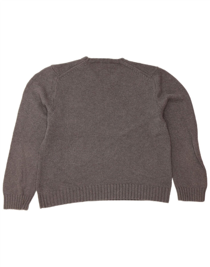 J. CREW Damen-Pullover, übergroß, V-Ausschnitt, Gr. 10, Größe S, Grau, Baumwolle