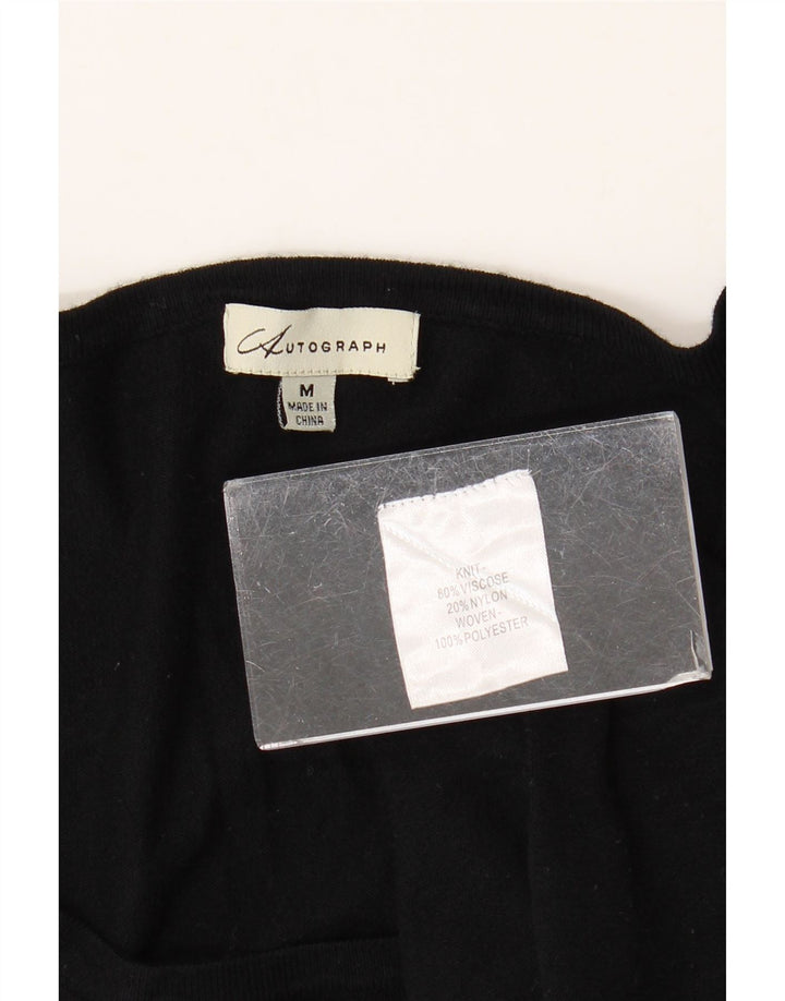Marks & Spencer Damen Autograph-Blusenoberteil, UK 14, Mittelschwarz, Farbblock