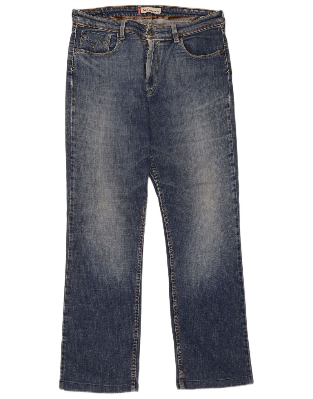 Levi's Damen 627 Straight Jeans W34 L30 Blaue Baumwolle