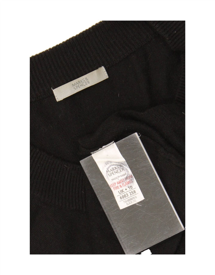 MARKS & SPENCER Womens 3/4 Sleeve Cardigan Sweater UK 10 Small Black Vintage Marks & Spencer and Second-Hand Marks & Spencer from Messina Hembry 
