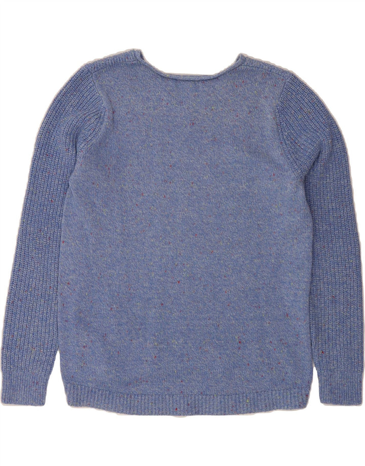 LANDS END Womens V-Neck Jumper Sweater UK 14 Medium Blue Flecked Cotton Vintage Lands End and Second-Hand Lands End from Messina Hembry 