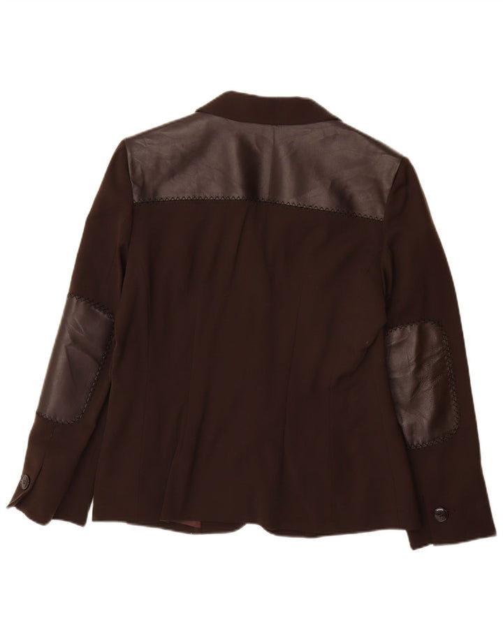 Paola Antonini Damen 2-Knopf-Blazerjacke UK 16 Große braune Wolle