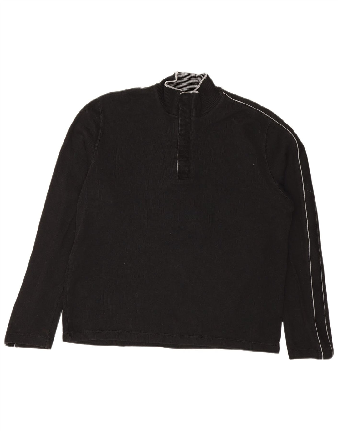 Hugo Boss Herren-Pullover mit normaler Passform und Reißverschluss, groß, schwarz gestreift