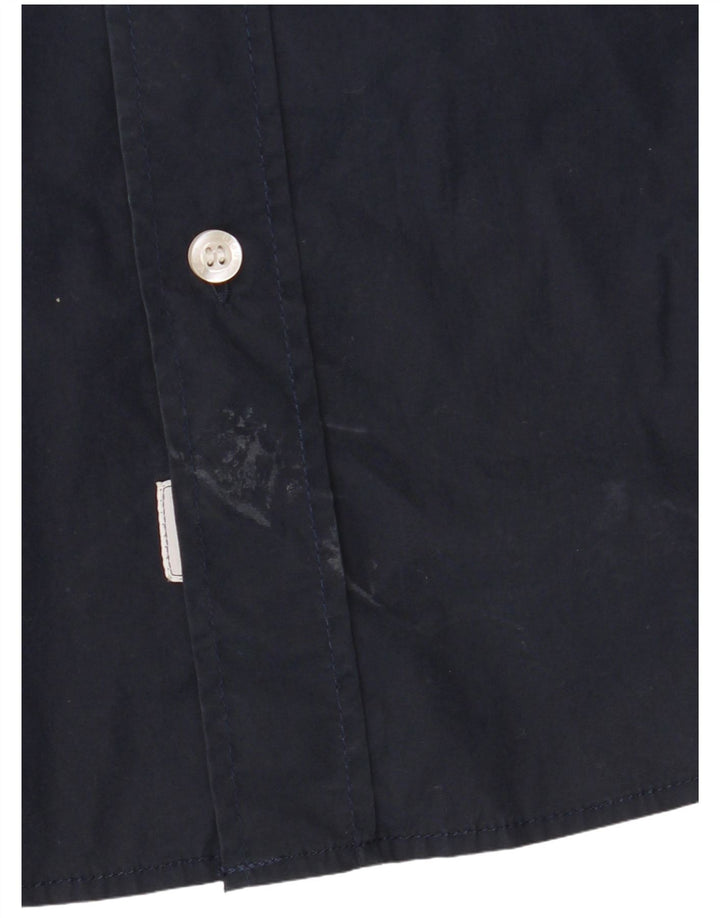 Blauer Herren-Militärhemd, groß, marineblau, Baumwolle